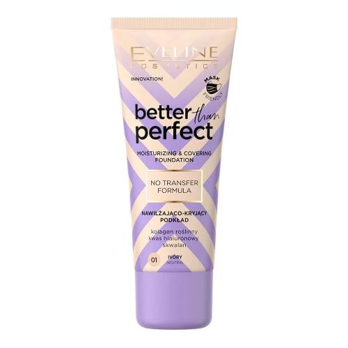 Miniaturka artykułu - EVELINE Better Than Perfect Podkład nawilżająco-kryjący 01 Ivory, 30ml