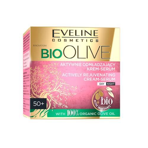 Miniaturka artykułu - EVELINE Bio Olive Aktywnie odmładzający krem-serum dzień/noc, 50ml