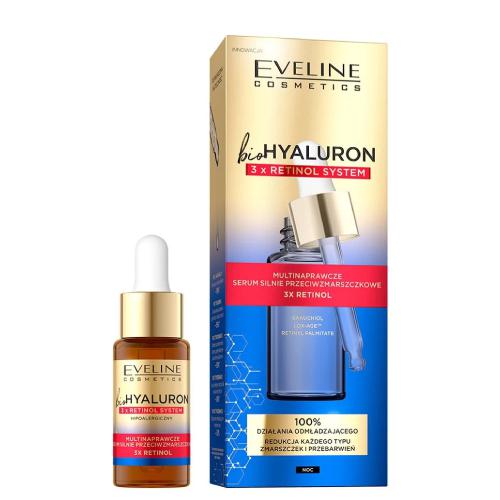 Miniaturka artykułu - EVELINE bioHYALURON 3xRetinol System Multinaprawcze Serum silnie przeciwzmarszczkowe, 18ml