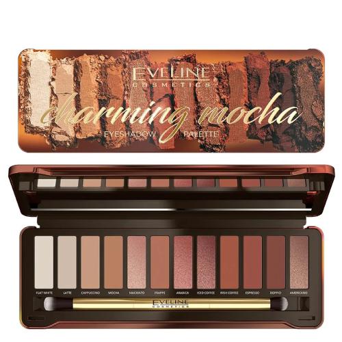 Miniaturka artykułu - EVELINE Charming Mocha Eyeshadow Palette Paleta 12 cieni do powiek, 12g