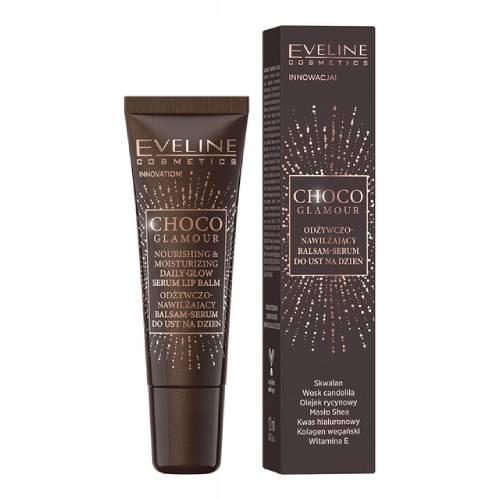 Miniaturka artykułu - EVELINE Choco Glamour Odżywczo-nawilżający balsam-serum do ust, 12ml
