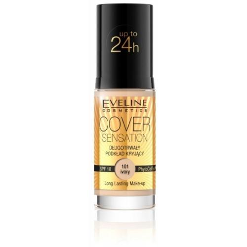 Miniaturka artykułu - EVELINE Cover Sensation Długotrwały podkład kryjący SPF10 101 Ivory, 30ml