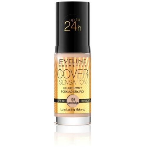 Miniaturka artykułu - EVELINE Cover Sensation Długotrwały podkład kryjący SPF10 105 Rose Beige, 30ml