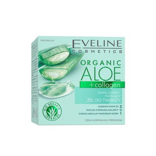 Miniaturka artykułu - EVELINE Organic Aloe + Collagen Nawilżająco-matujący żel do twarzy 3w1, 50ml