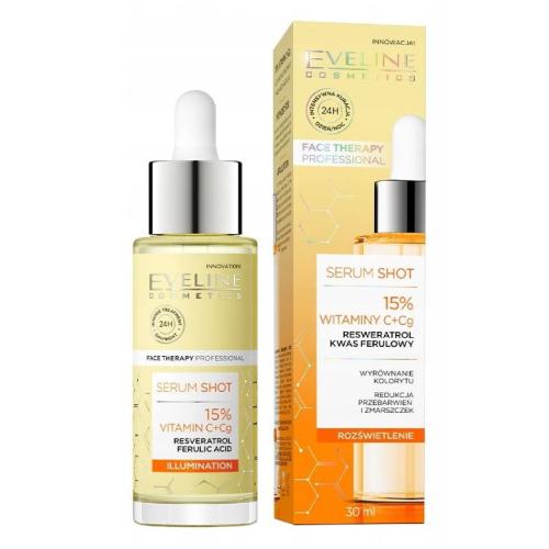 Miniaturka artykułu - EVELINE SERUM SHOT Kuracja rozświetlająca 15% witaminy C+Cg, 30 ml