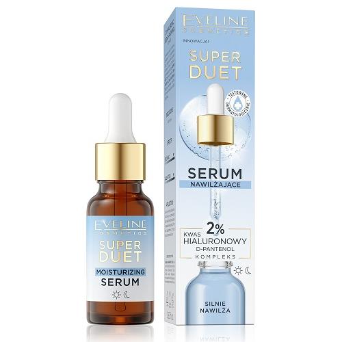 Miniaturka artykułu - EVELINE Super Duet Serum nawilżające do twarzy Kwas hialuronowy D-panthenol, 18ml