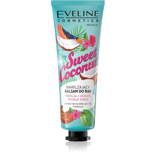 Miniaturka artykułu - EVELINE Sweet Coconut Nawilżający balsam do rąk Papaja, Kokos, Masło Shea, 50ml