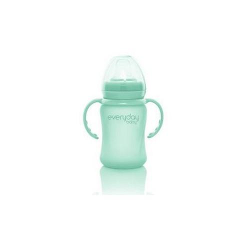 Miniaturka artykułu - EVERYDAY BABY Szklana butelka z ustnikiem niekapkiem i rączkami miętowa 6m+, 150ml