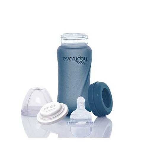 Miniaturka artykułu - Everyday Baby Szklana butelka ze smoczkiem M bor&oacute;wkowa 3-6m 240ml