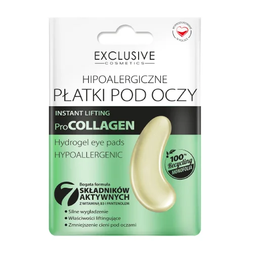 Miniaturka artykułu - Exclusive Cosmetics Hipoalergiczne płatki pod oczy z kolagenem, 1 para