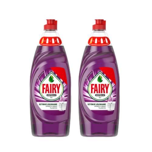 Miniaturka artykułu - Fairy Extra+ Płyn do mycia naczyń duopack Bez, 2 x 650 ml