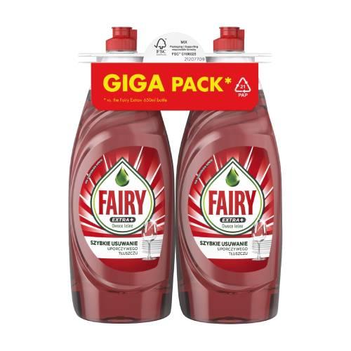 Fairy Extra+ Płyn do mycia naczyń duopack Owoce leśne, 2 x 650 ml