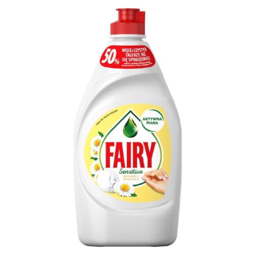 Miniaturka artykułu - FAIRY Sensitive Rumianek z witaminą E Płyn do mycia naczyń, 450ml
