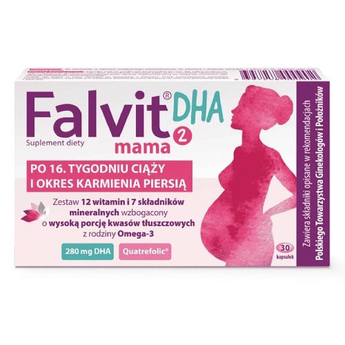 Miniaturka artykułu - Falvit Mama 2 DHA, 30 kaps. - witaminy dla kobiet w ciąży i karmiących piersią