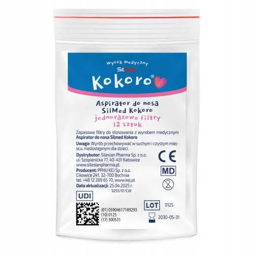 Miniaturka artykułu - SilMed Kokoro Filtry do aspiratora do nosa, 12 szt.