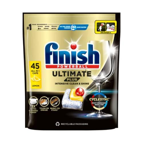 Miniaturka artykułu - FINISH Powerball Ultimate Plus Allin1 Kapsułki do zmywarki Lemon, 45szt.