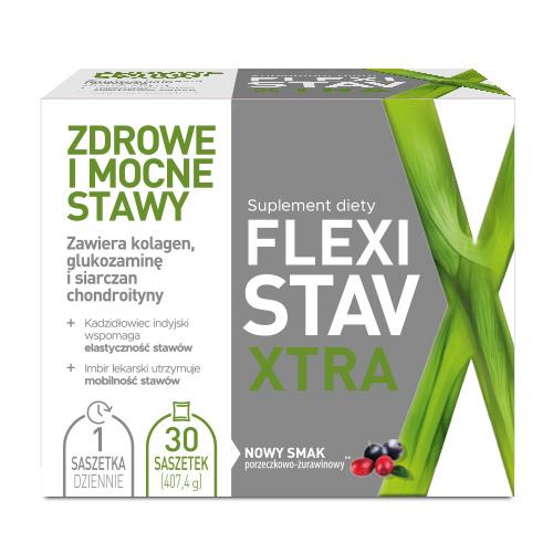 FLEXISTAV XTRA  30 saszetek - preparat na regenerację staw&oacute;w (smak porzeczkowo-żurawinowy) USZKODZONE OPAKOWANIE TEKTUROWE