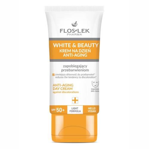 Miniaturka artykułu - FLOS-LEK WHITE&BEAUTY Krem na dzień Anti-Aging SPF50+, 30ml
