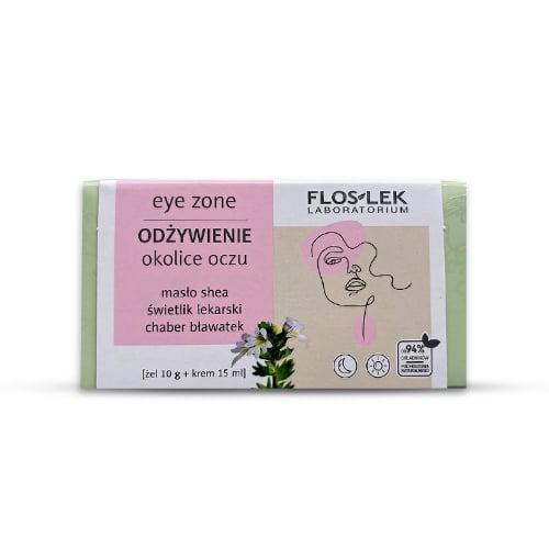 Miniaturka artykułu - FLOS-LEK Zestaw Odżywienie okolice oczu, Żel ze świetlikiem i chabrem bławatkiem, 10g + Odżywczy krem pod oczy, 15ml