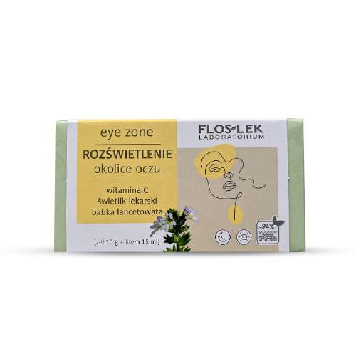 Miniaturka artykułu - FLOS-LEK Zestaw Rozświetlenie okolice oczu Żel ze świetlikiem lekarskim i babką lancetowatą do powiek i pod oczy, 10g + Rozświetlający krem pod oczy, 15ml 