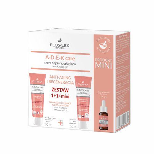 Miniaturka artykułu - FLOS-LEK Zestaw prezentowy A+D+E+K care Anti-aging i Regeneracja: Nawilżający krem witaminowy SPF 15, 50ml + Odżywczy krem witaminowy, 50ml + Olejek witaminowy Skin Booster, 15ml