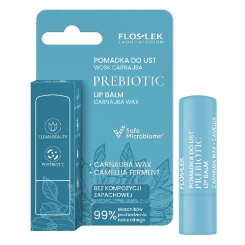 Miniaturka artykułu - FLOS-LEK PREBIOTIC LIP CARE Prebiotyczna pomadka do ust Wosk Carnauba, 4g
