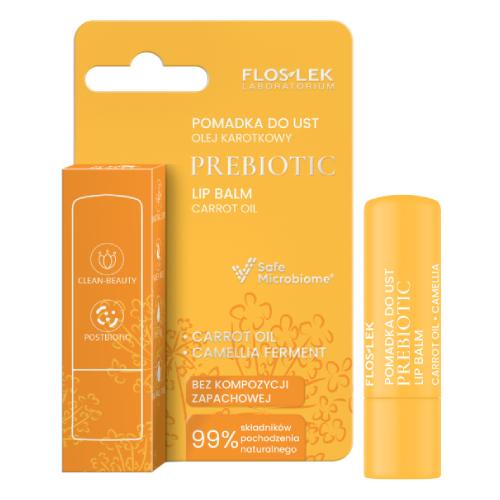 Miniaturka artykułu - FLOS-LEK PREBIOTIC LIP CARE Prebiotyczna pomadka do ust Olej karotkowy, 4g