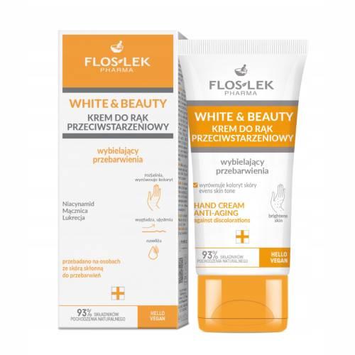 Miniaturka artykułu - FLOS-LEK WHITE&BEAUTY Krem do rąk przeciwstarzeniowy wybielający przebarwienia, 45ml 