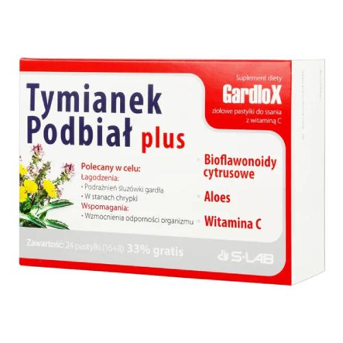 Miniaturka artykułu - Gardlox Tymianek i Podbiał plus, 24 past. do ssania