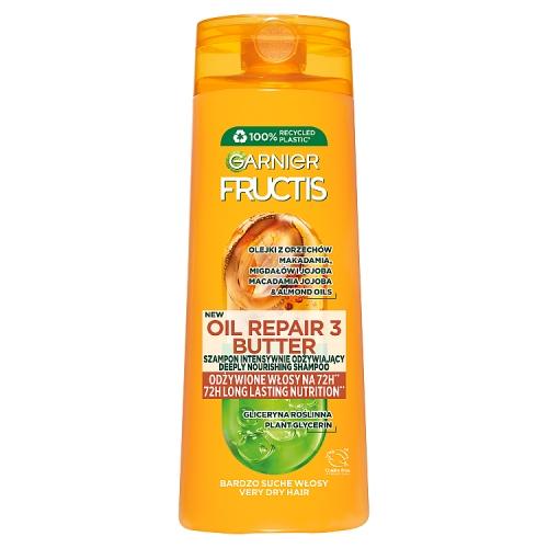 Miniaturka artykułu - GARNIER Fructis Oil Repair 3 Butter Szampon wzmacniający do włos&oacute;w zniszczonych, 400ml