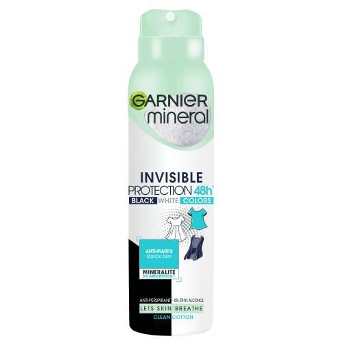 Miniaturka artykułu - GARNIER MINERAL Invisible Protection Antyperspirant w sprayu Clean Cotton, 150 ml