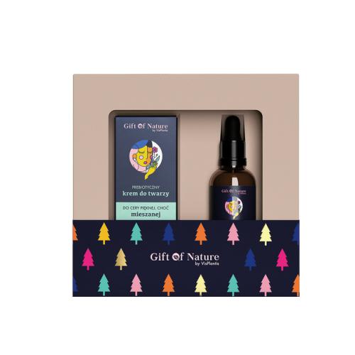 Miniaturka artykułu - GIFT OF NATURE Zestaw Prebiotyczny krem do twarzy - cera mieszana, 50ml i serum do cery mieszanej, 30ml