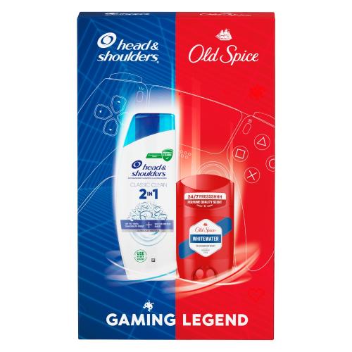 Miniaturka artykułu - Zestaw Head&Shoulders Classic Clean 2w1 Szampon przeciwłupieżowy z odżywką, 330 ml + Old Spice Whitewater Dezodorant w sztyfcie dla mężczyzn, 50 ml