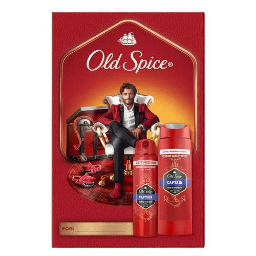 Miniaturka artykułu - Old Spice Captain Zestaw prezentowy dla mężczyzn: Żel pod prysznic i szampon do włos&oacute;w 3w1, 250 ml + Dezodorant w sprayu, 150 ml