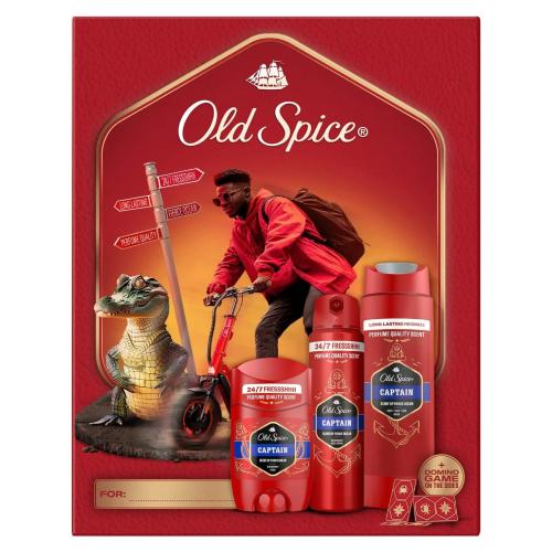 Miniaturka artykułu - Old Spice Captain Zestaw prezentowy dla mężczyzn: Żel pod prysznic i szampon do włos&oacute;w 3w1, 250 ml + Dezodorant w sprayu, 150 ml + Dezodorant w sztyfcie, 50 ml