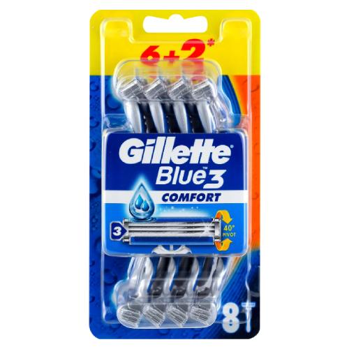 Miniaturka artykułu - Gillette Blue3 Comfort Jednorazowa maszynka do golenia, 8szt.