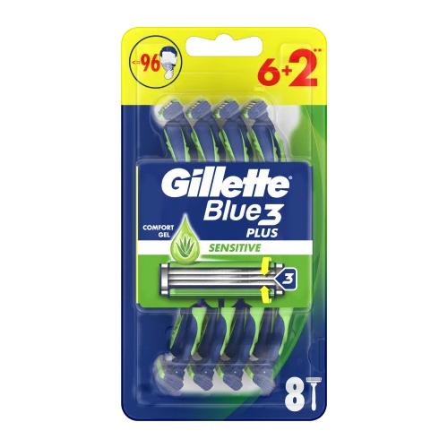 Miniaturka artykułu - Gillette Blue3 Sensitive Jednorazowa maszynka do golenia, 8 szt.