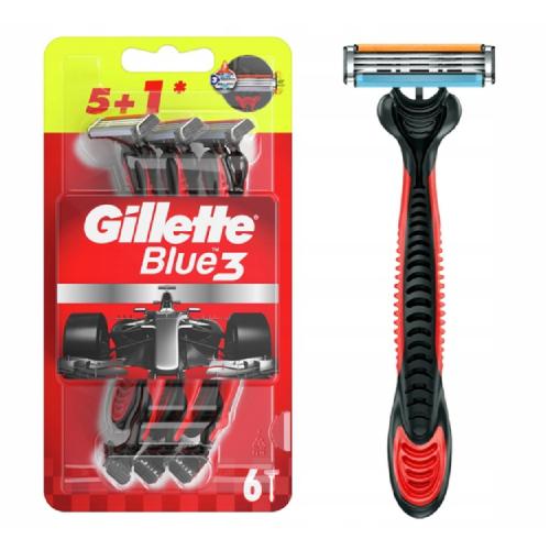 Miniaturka artykułu - Gillette Blue3 Red Special Edition Jednorazowe maszynki do golenia, 6 szt.