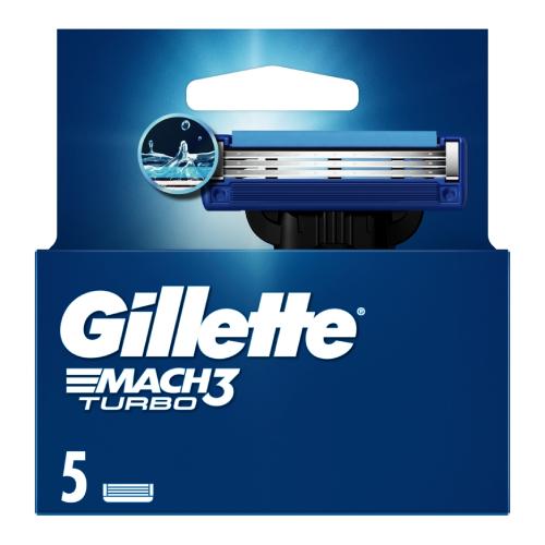 Miniaturka artykułu - Gillette Mach3 Turbo Ostrza wymienne do maszynki do golenia dla mężczyzn, 5 szt.