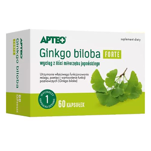 Miniaturka artykułu - Apteo Ginkgo biloba Forte, 60 kaps.