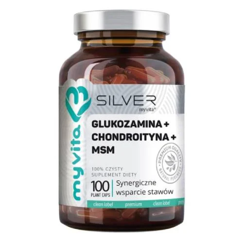 Miniaturka artykułu - MyVita Silver Glukozamina + Chondroityna + MSM, 100 kaps.