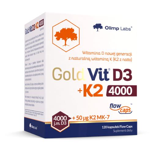 Miniaturka artykułu - Olimp Gold-Vit D3 + K2 4000, 120 kaps. - suplement diety z witaminą D i K