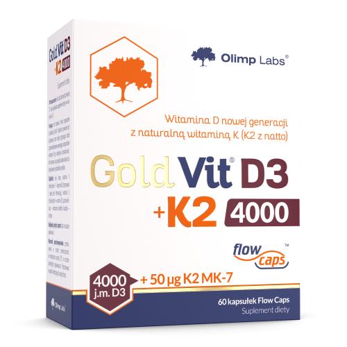 Miniaturka artykułu - Olimp Gold-Vit D3 + K2 4000, 60 kaps. - suplement diety z witaminą D i K