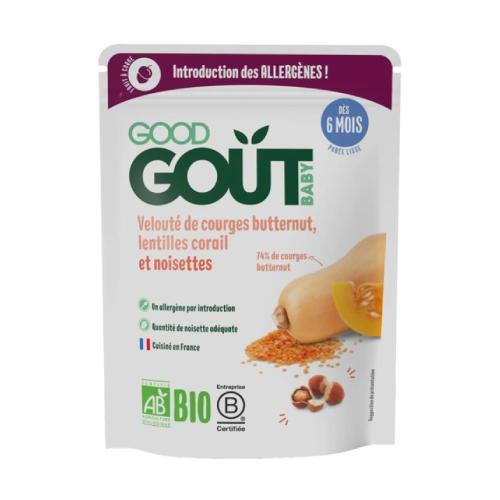 Miniaturka artykułu - Good Gout BIO Zupka dyniowa z czerwoną soczewicą i orzechami laskowymi, 190g