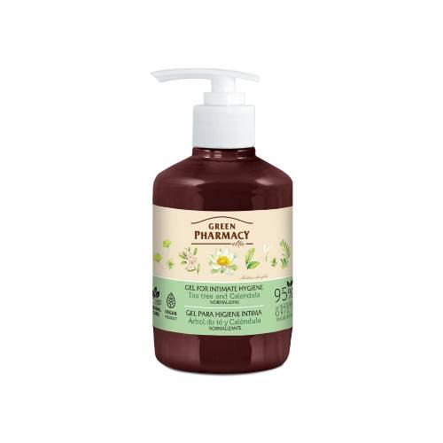 Miniaturka artykułu - Green Pharmacy Żel do higieny intymnej normalizujący Drzewo herbaciane i Nagietek lekarski, 370 ml