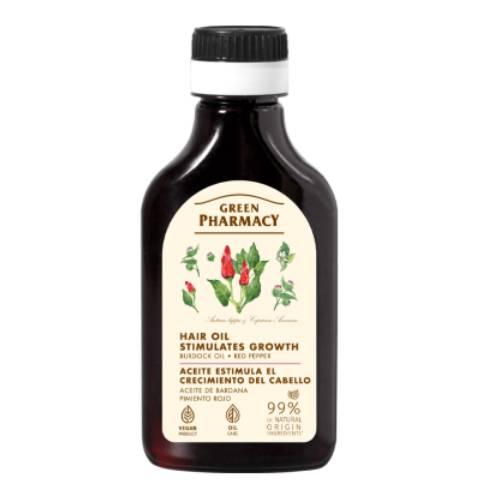 Miniaturka artykułu - Green Pharmacy Olej łopianowy i Czerwona papryka Olejek stymulujący wzrost włos&oacute;w, 100 ml
