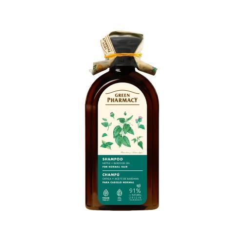 Miniaturka artykułu - Green Pharmacy Szampon do włos&oacute;w normalnych pokrzywa i olej łopianowy, 350 ml