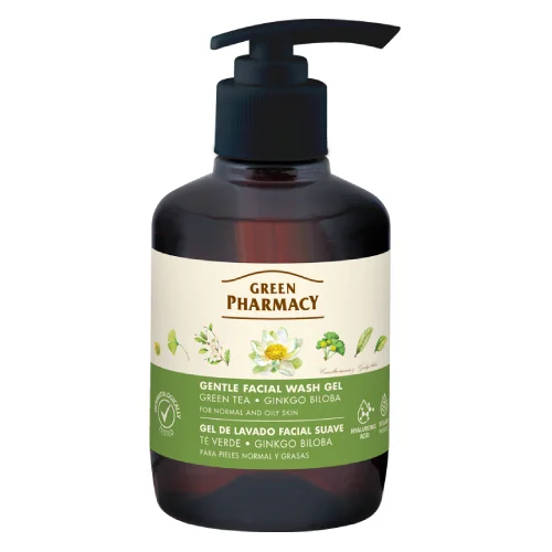 Miniaturka artykułu - Green Pharmacy Delikatny żel do mycia twarzy Zielona herbata i Ginkgo biloba, 270 ml