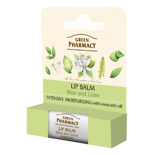 Miniaturka artykułu - GREEN PHARMACY Balsam do ust aloes i limonka SPF 10, 3,6 g