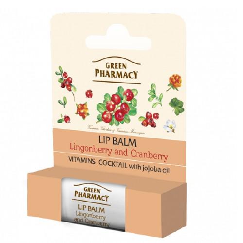 Miniaturka artykułu - GREEN PHARMACY Balsam do ust brusznica i żurawina SPF 10, 3,6 g